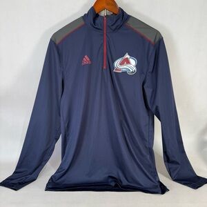 NHL Colorado Avalanche adidas Quarter Zip Pullover Blue Long Sleeve Shirt Men S